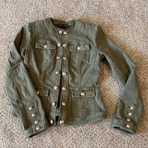 Green button up jacket